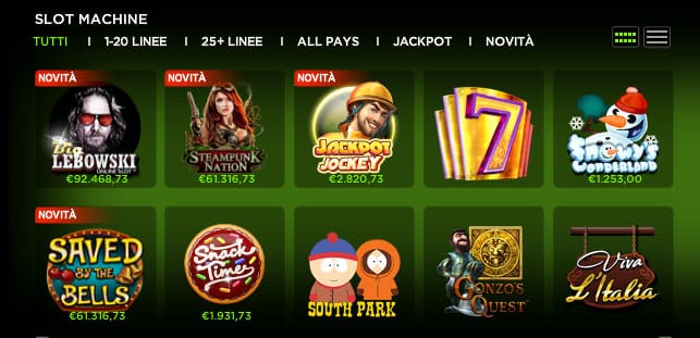alcune slot machine disponibili su 888casino