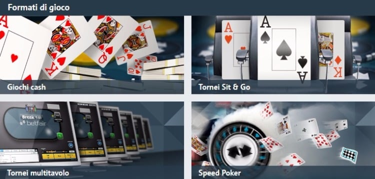 tornei e giochi presenti su Betfair Poker