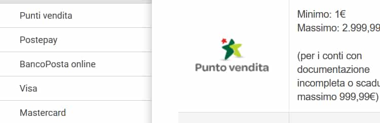 Depositare e ritirare fondi