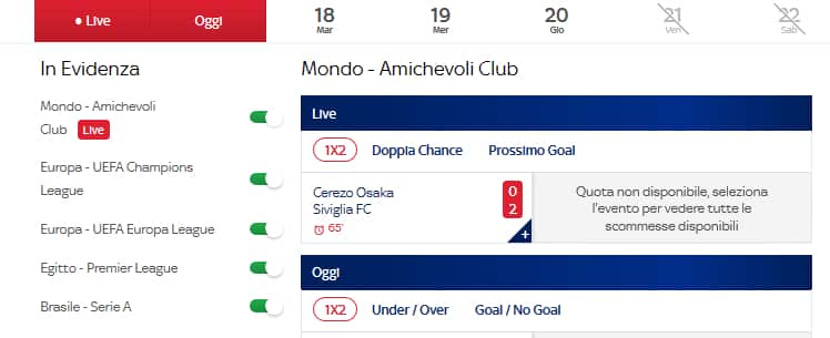 Scommesse calcio Sky Bet