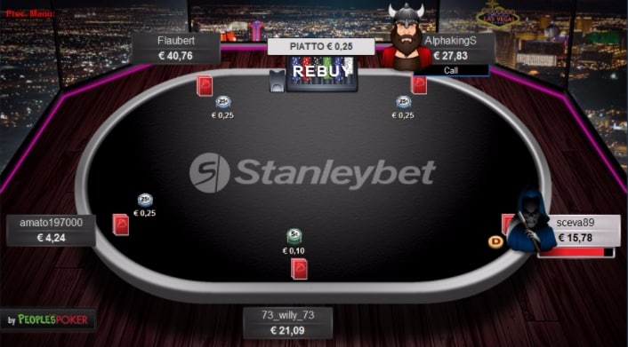 una schermata di gioco su Stanleybet Poker