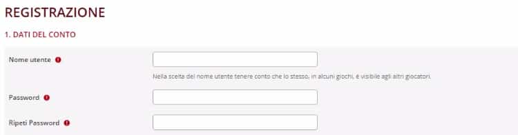 la schermata di registrazione su Stanleybet Poker