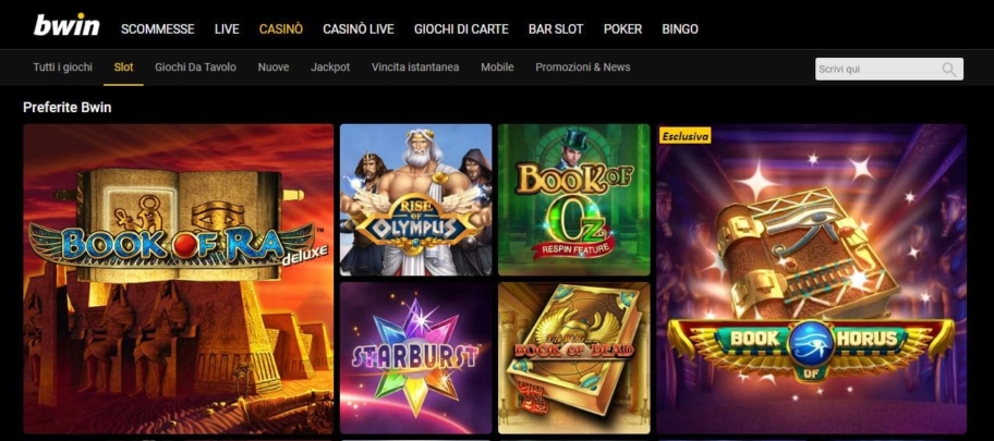 la sezione slot su bwin casino