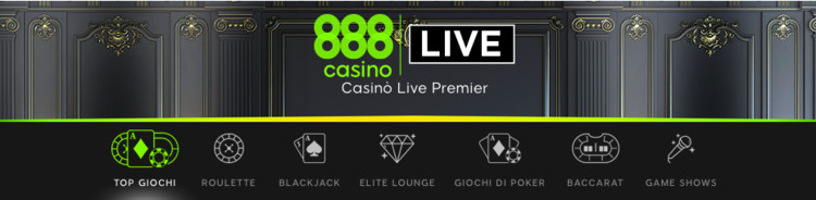 la sezione Live su 888casino