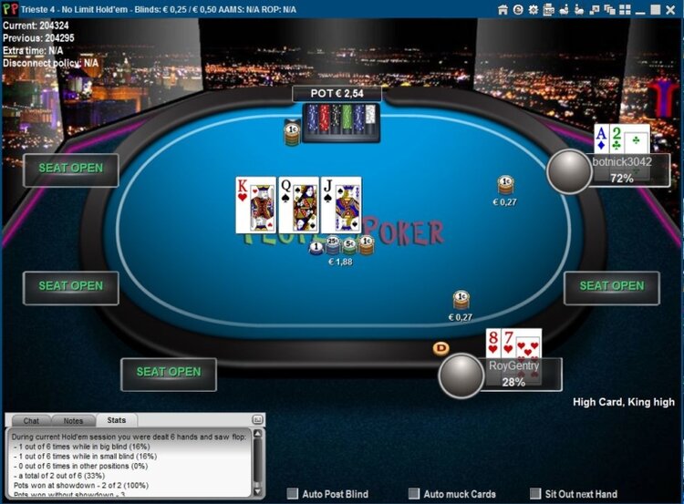 l'interfaccia di un tavolo poker magicsports