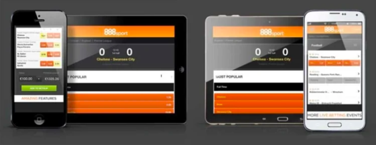 il portale 888sport visualizzato da mobile