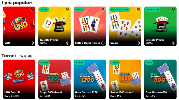 giochi di carte sisal casino