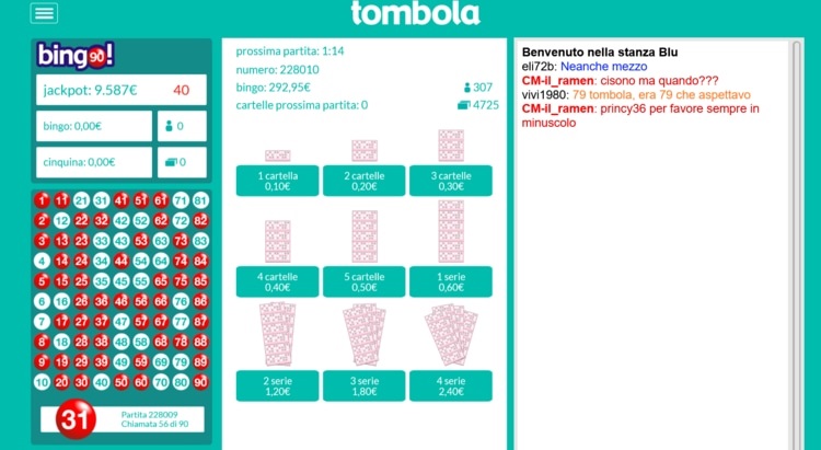 Tombola.it Bingo90 sala blu