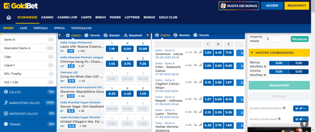 GoldBet Homepage