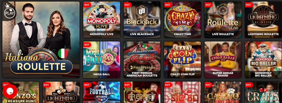 tanti giochi sul casino live di Signorbet