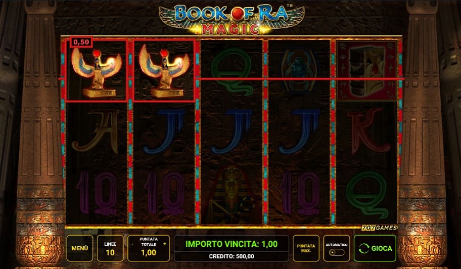 book of ra magic schermata di una vincita