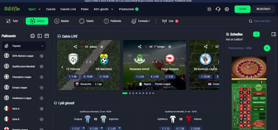begamestar interfaccia grafica