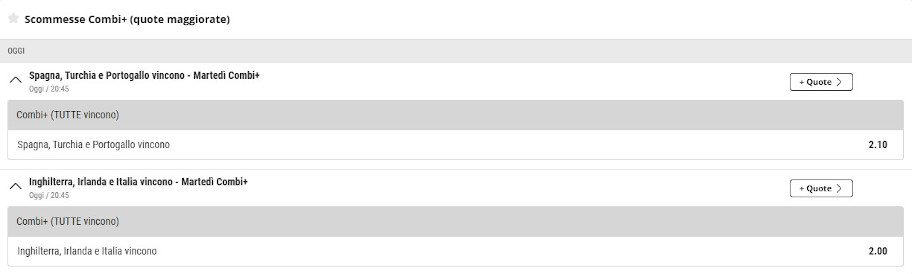 quote maggiorate Gioco Digitale Combi+