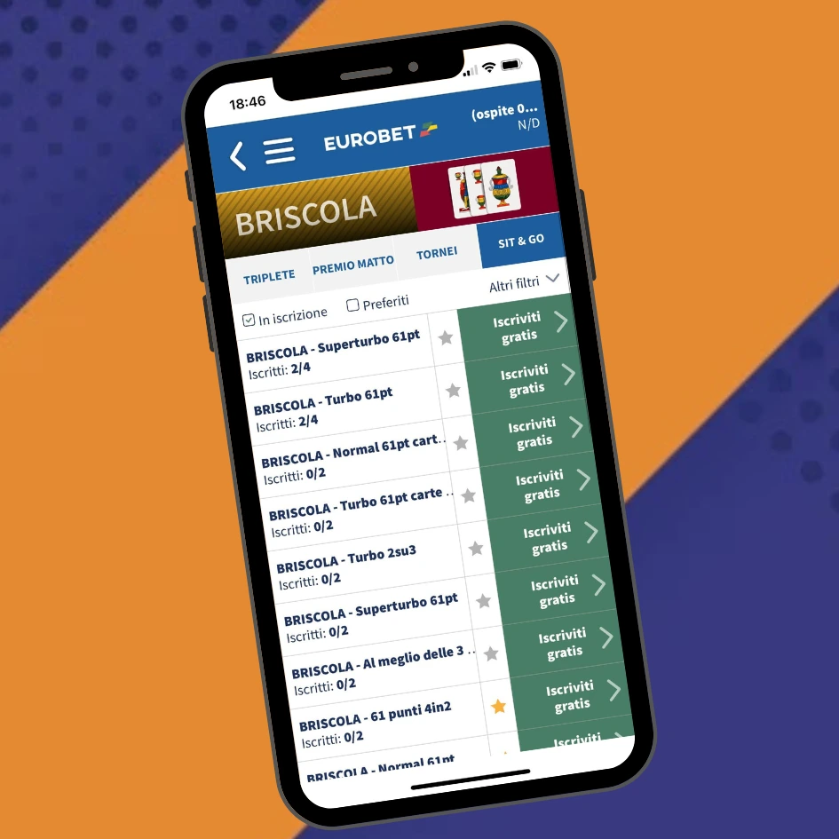 Briscola soldi veri Eurobet