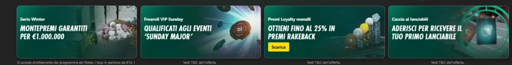 Sezione promozioni poker bet365