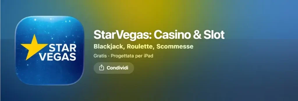 Interfaccia dell app Starvegas su mobile