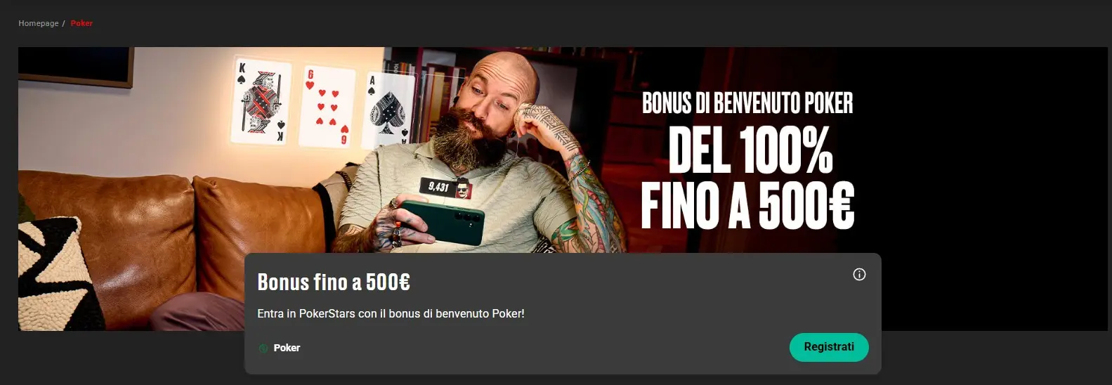 Gioca a pokerstars col bonus poker