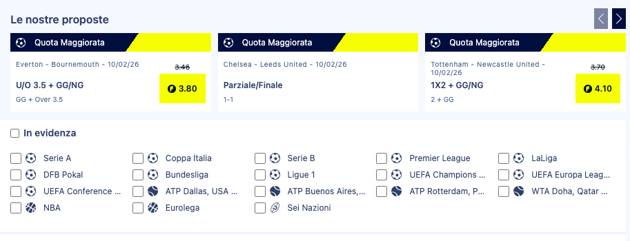 quote maggiorate William Hill