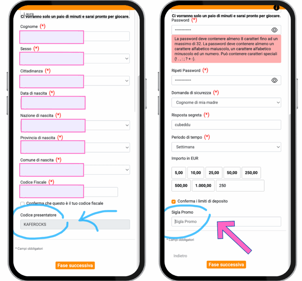 Registrazione su Vincitu con codice bonus automatico
