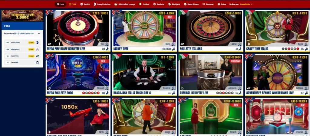 gioca col casino live di admiral