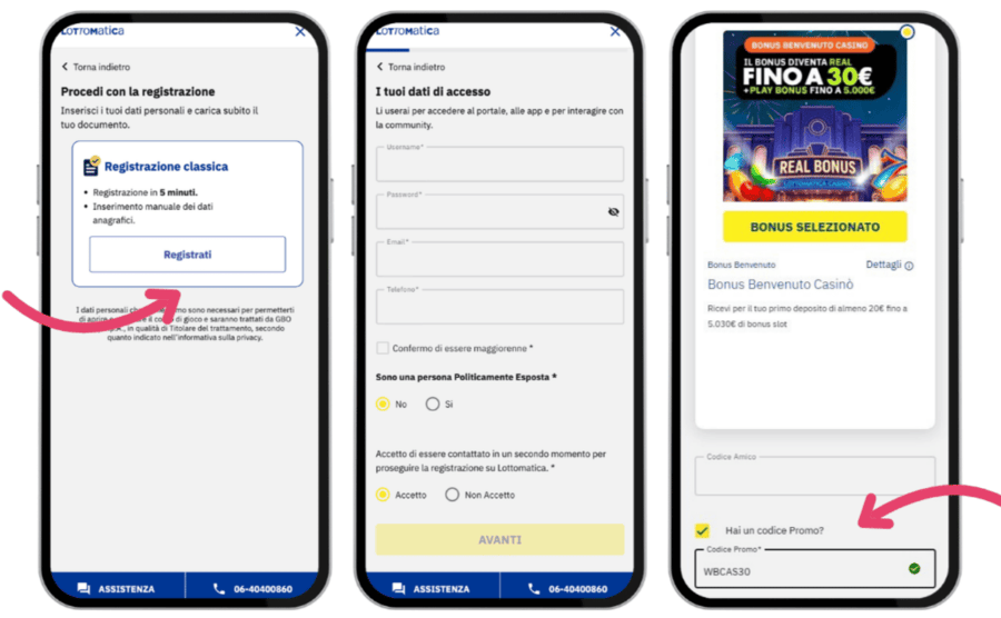 Dove inserire codice promozionale Lottomatica