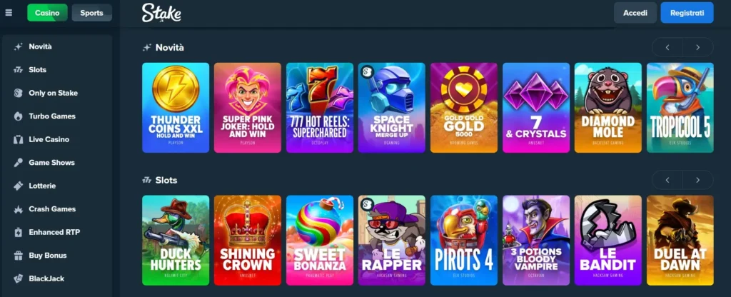Gioca al casino con Stake