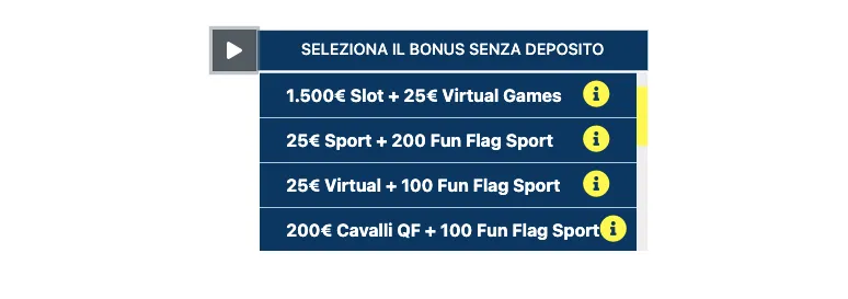 betflag bonus senza deposito