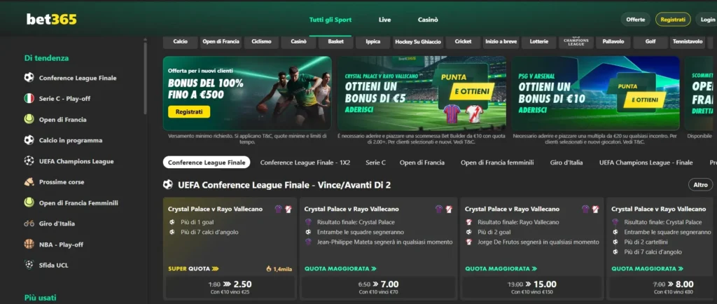 Bet365 lobby scommesse