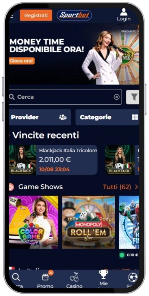 Sportbet mobile screenshot casino