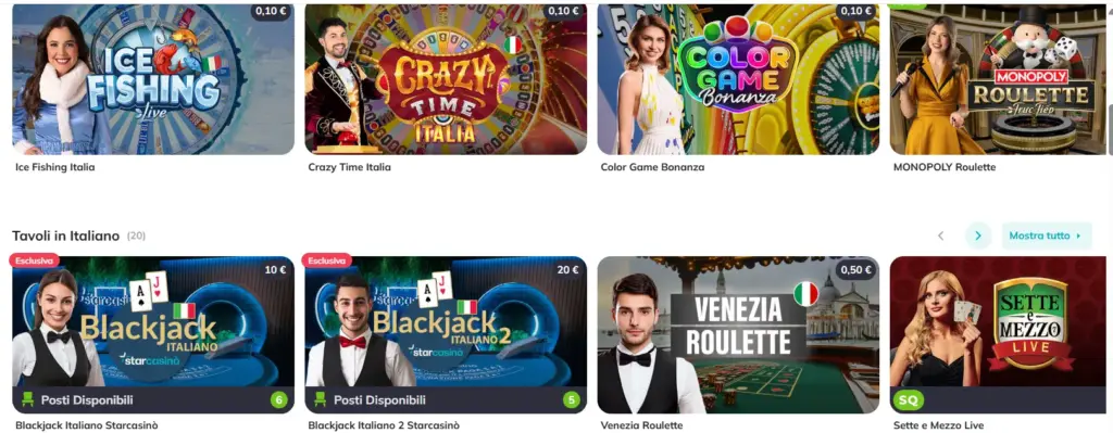 Starcasino schermata casino