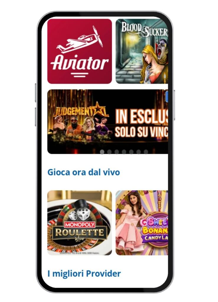 Vincitu mobile homepage