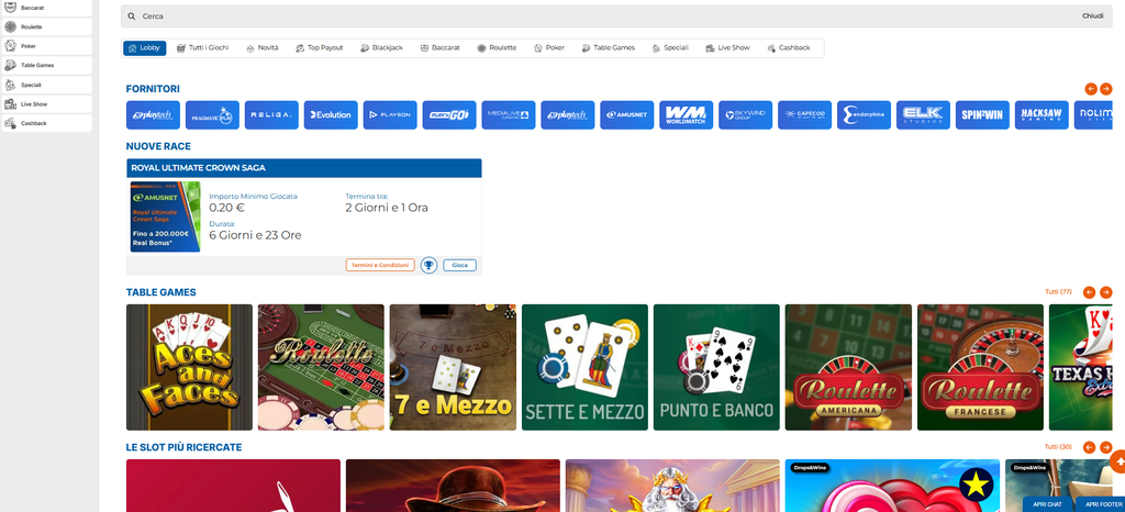 Schermata  casin&ograve; VinciTu