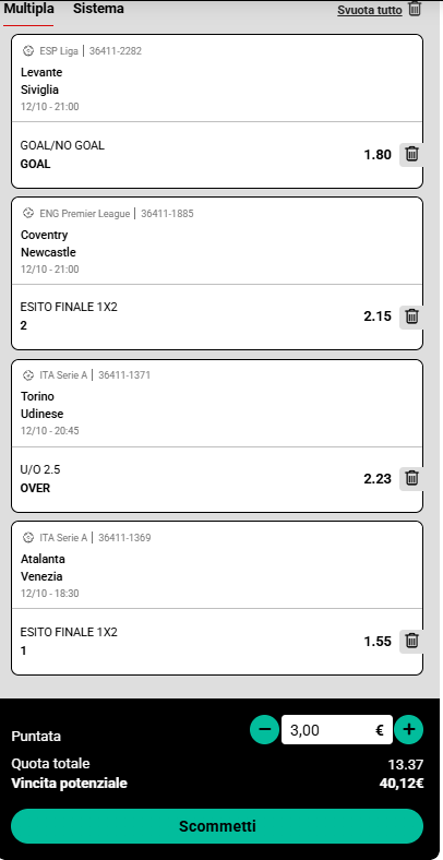 Schedina PokerStars scommesse
