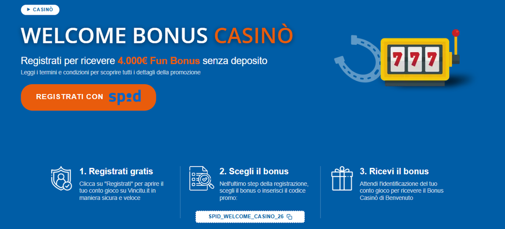 Bonus casin&ograve; VinciTu con SPID