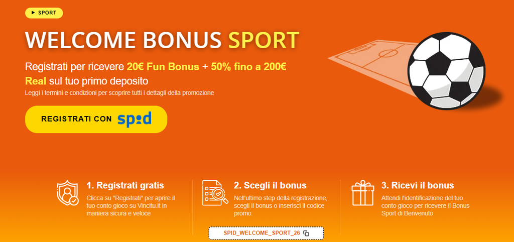 Bonus scommesse VInciTu con SPID